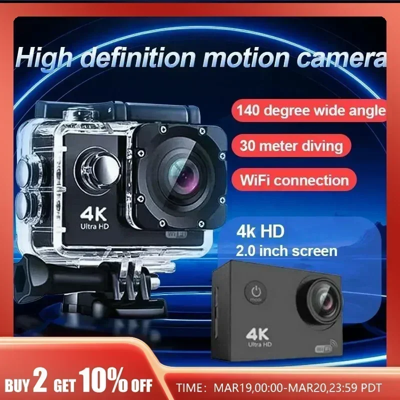

Camera, Motorcycle Wifi Camera For Cycling Bicycle Helmet, Waterproof And Anti Shaking 4k High-Definition Diving Sports