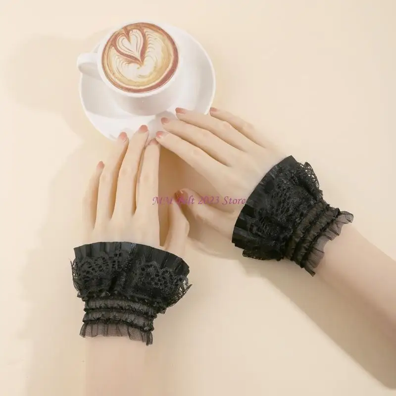 49ME Photography Wrist Cuffs Floral Material Nails Display Accessory Lace Embroidery