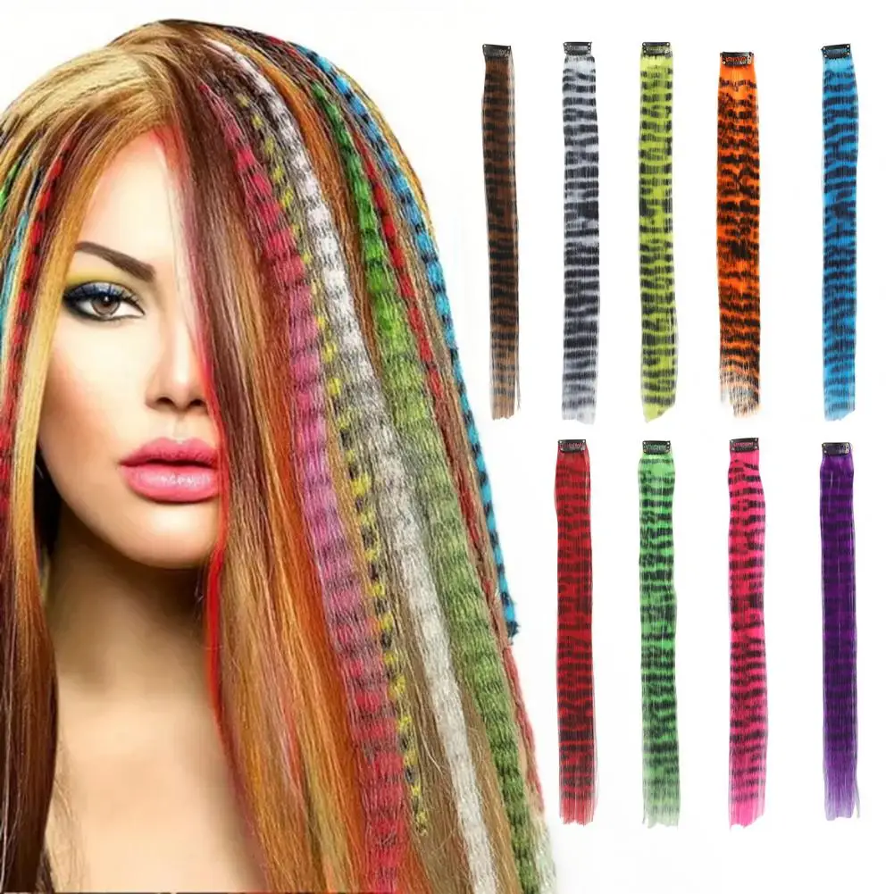45 センチメートル女性クリップインアライグマの尾ヘアエクステンション耐熱ナチュラルルックロングストレート合成ストライププリントヘアピースウィッグ