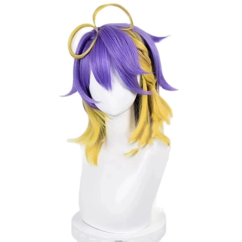 Vtuber-Peluca de cabello sintético YouTub Aster Arcadia, peluca de Cosplay NIJISANJI EN ILUNA Aster Arcadia de 42cm, pelo corto resistente al calor + gorro de peluca