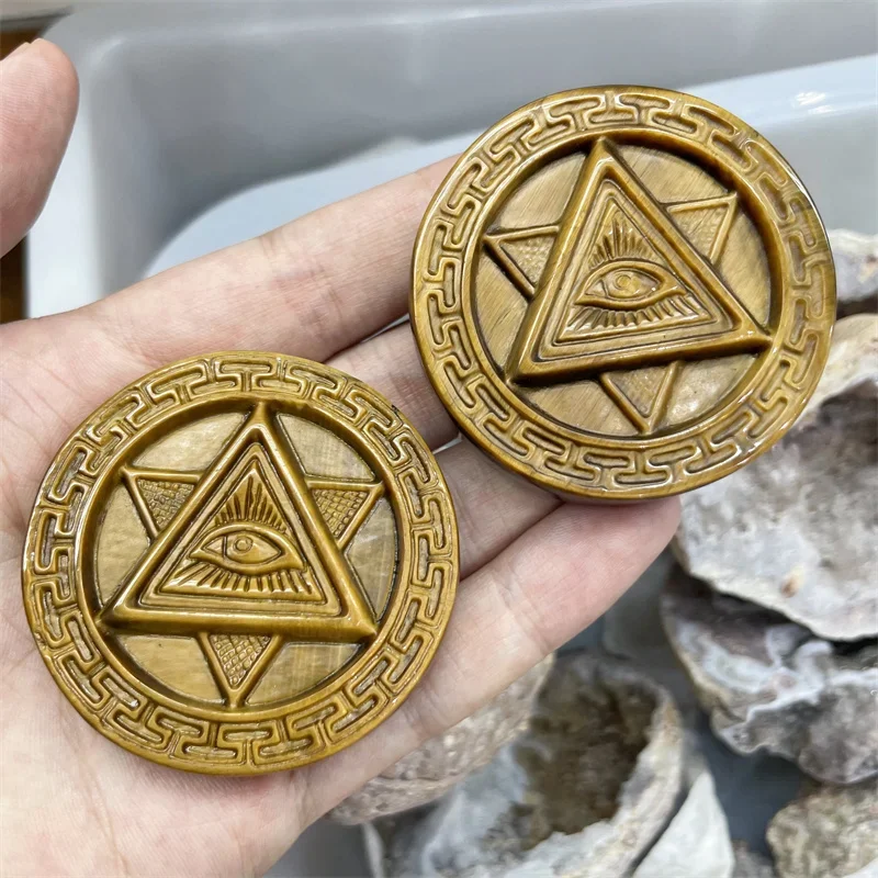 

Gembaby 5cm natural Tiger Eye Stone cosmic eye crystal hand carved figurine fashion holiday gift healing home decoration