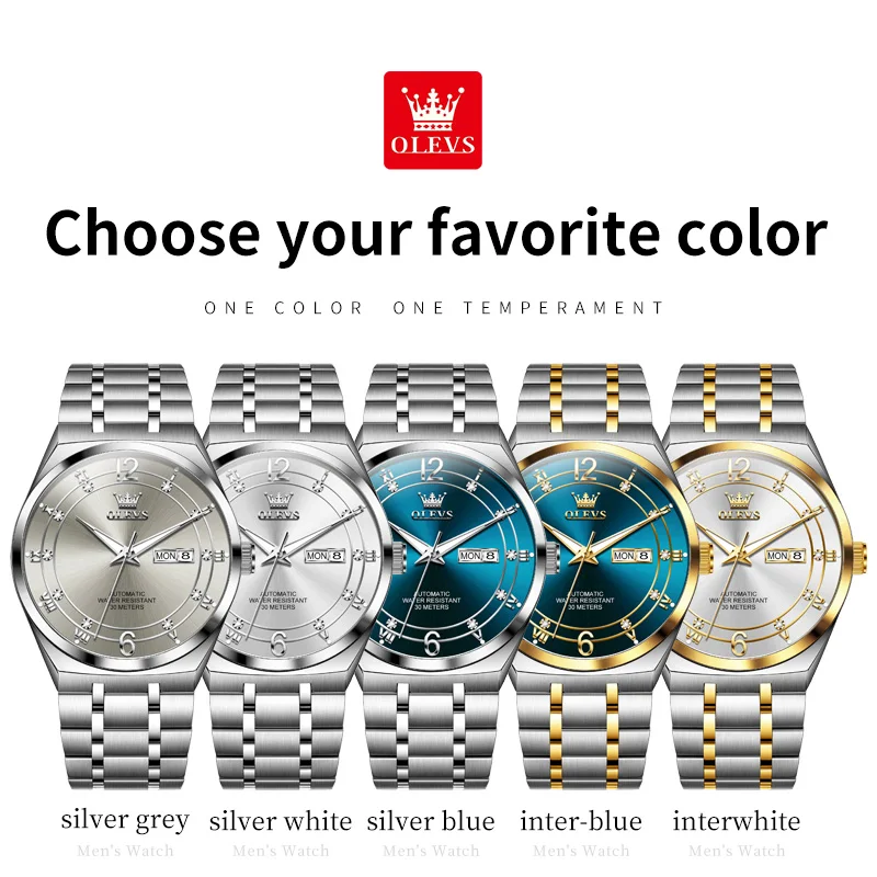 OLEVS 7068 Mechanical Watch for Men 30M Waterproof Luminous High Quality Stainless steel Luxury Men's Automatic Watch