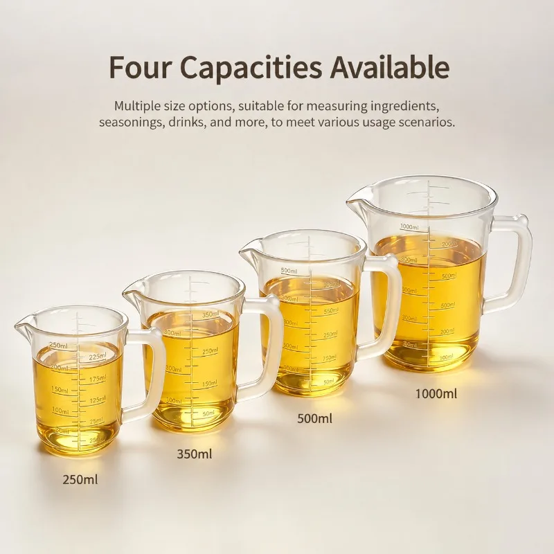 Silicone Graduated Measuring Vessel Food Grade Large Capacity Baking Metering Mug Heat Transparent Kids Milk Cup Microwave