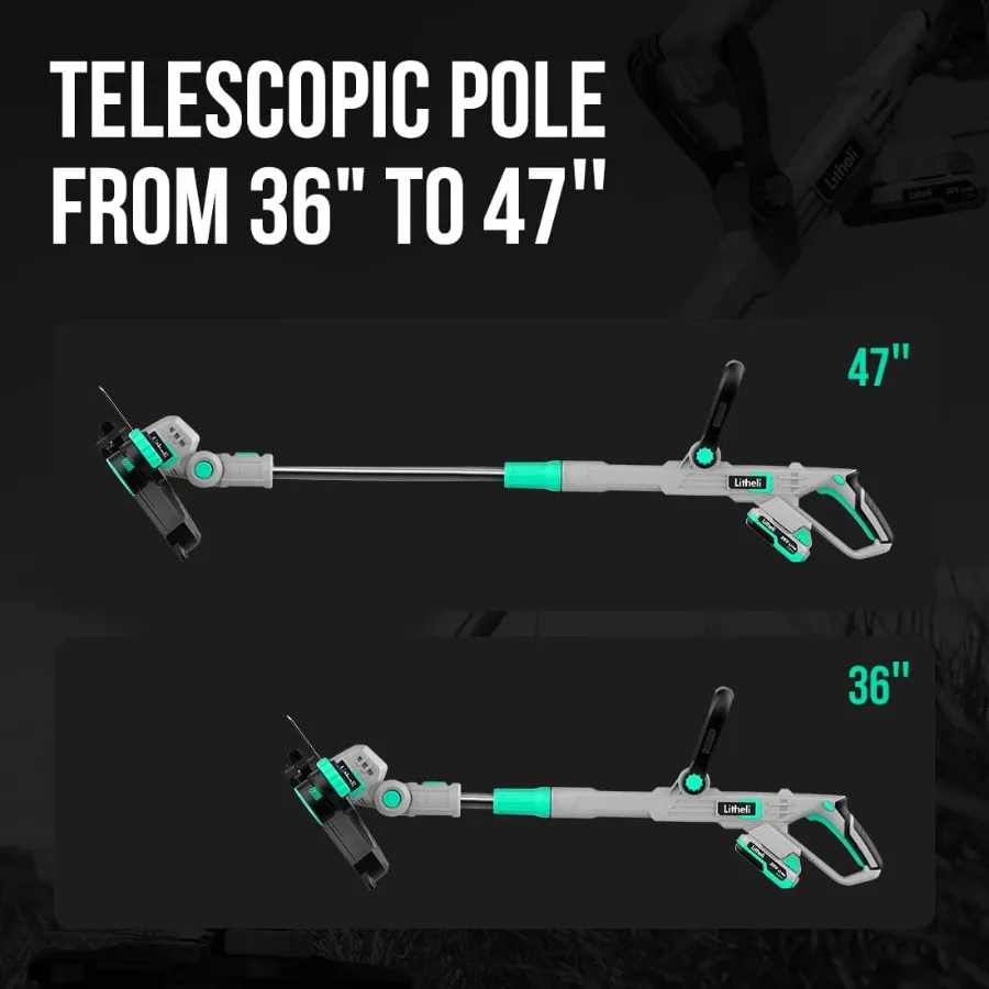 ماكينة تشذيب سلسلة لاسلكية 20 فولت 12 بوصة مع تغذية تلقائية لتشذيب العشب وحواف مدعومة ببطاريتين 2 × 2.0 أمبير في الساعة تتضمن 6