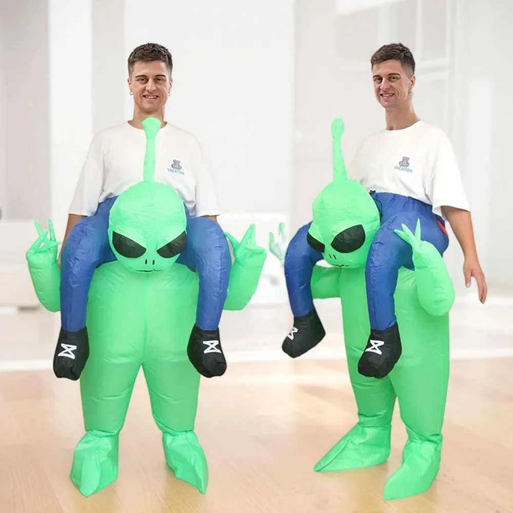Funny Inflatable Riding Alien Costume Adult Children Role Play Inflatable Costume Halloween Carnival Party Fun Parent-child Game