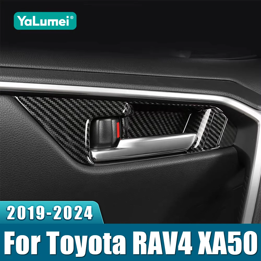 

For Toyota RAV4 XA50 2019 2020 2021 2022 2023 2024 RAV 4 Hybrid ABS Carbon Car Inner Door Handle Bowl Cover Case Trim Stickers