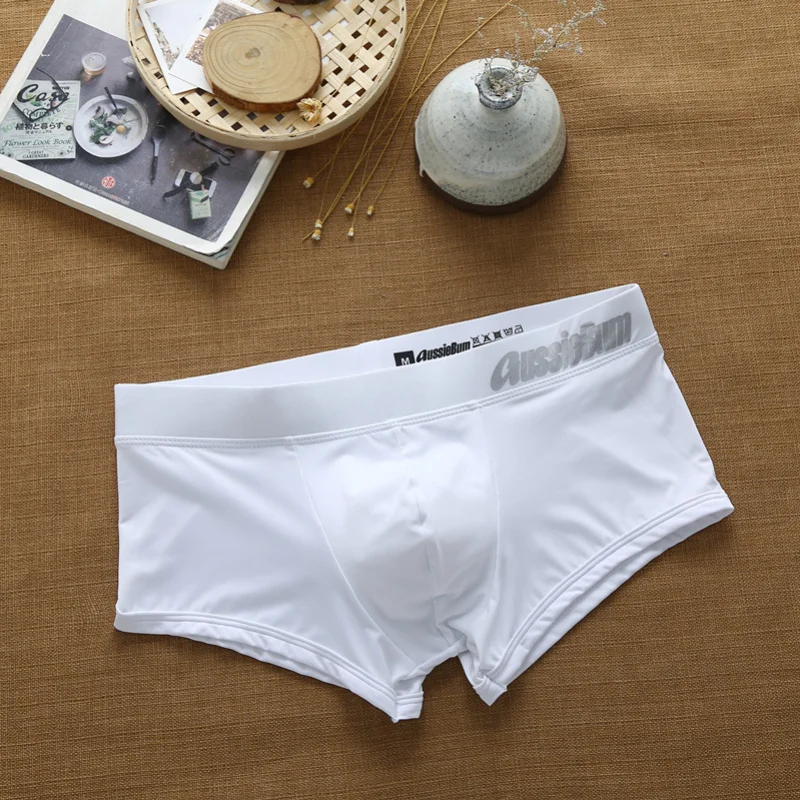 Aussiebum boxer da uomo seta di latte vita bassa modellatura del corpo biancheria intima elastica tridimensionale confortevole sospensorio mutandine