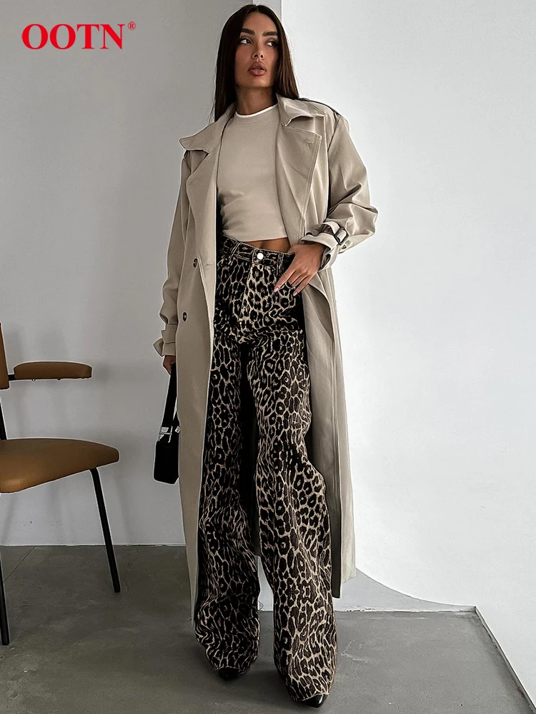 OOTN Spring Leopard Print Jogger Pants 2024 Street Style Pant Women Fashion Casual High Waist Wide Legs Trousers Female Autumn