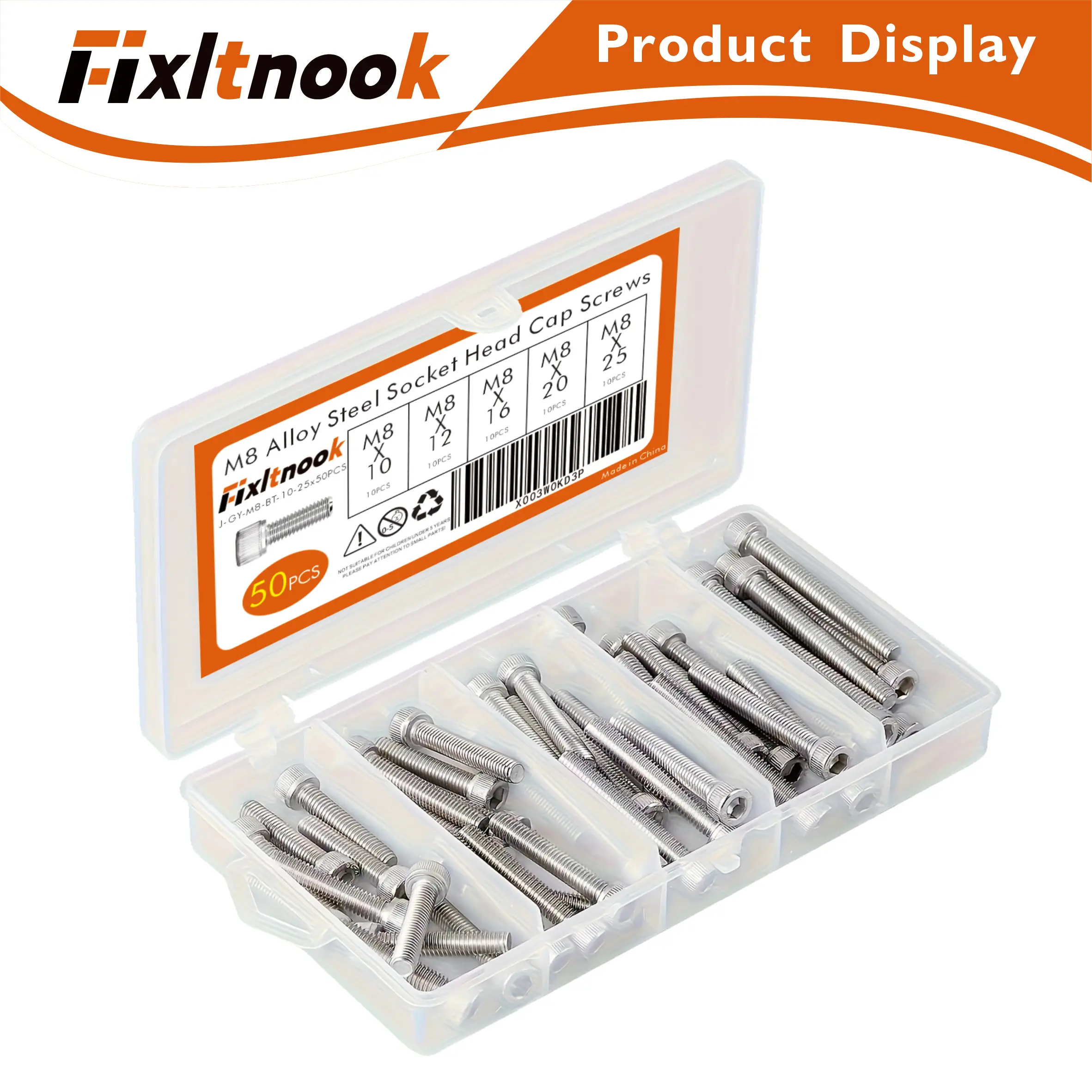 50 peças, parafusos de cabeça sextavada de aço inoxidável 304 m8 x 10mm -25mm-parafusos de máquina de rosca completa com unidade de chave allen