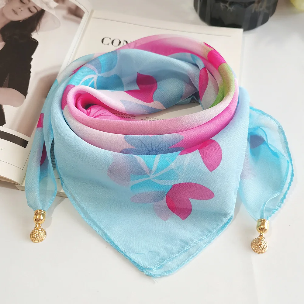 Neue Mode Magnetische Schnalle Schal Dünnen Schal Dekorative Chiffon Quadrat Sonnencreme Hals Abdeckung frauen Schals Party Geschenk – Detail 5