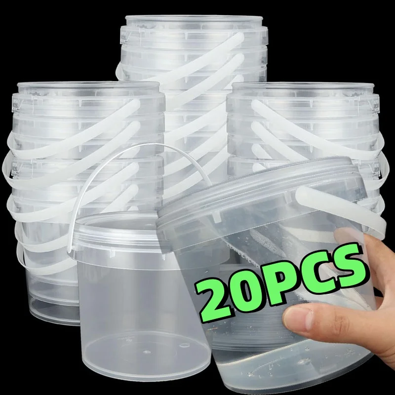 Plastic Round Sealable Storage Box for Storing Honey Jam Paint Cosmetics Snacks 500ml 750ml 1000ml Kitchen Clear Bucket