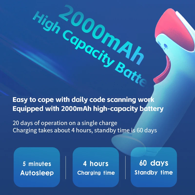 720DB Handheld 2D Barcode Scanner Warehouse Scanner Laser Barcode Reader 1D Qrcode Bluetooth 2.4G Wireless Barcode Scanner