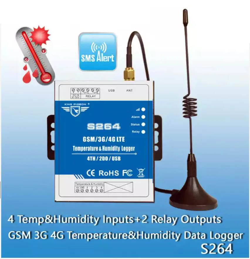 Wireless Temperature Humidity Data Logger 3G 4G LTE Monitoring System Remote Data Acquisition RTU with Temp sensor