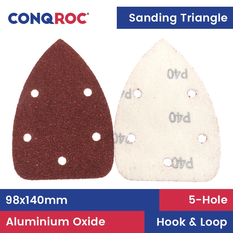 Sanding Triangles 98x140mm 5-Hole Aluminum Oxide Sanding Papers Hook and Loop 25-Piece Grit-40~1000