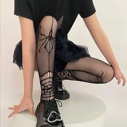 Calze a rete a forma di ragno da donna Sexy giarrettiera cava pipistrello Leggings a rete gotica scura collant Lolita JK collant Cosplay di Halloween