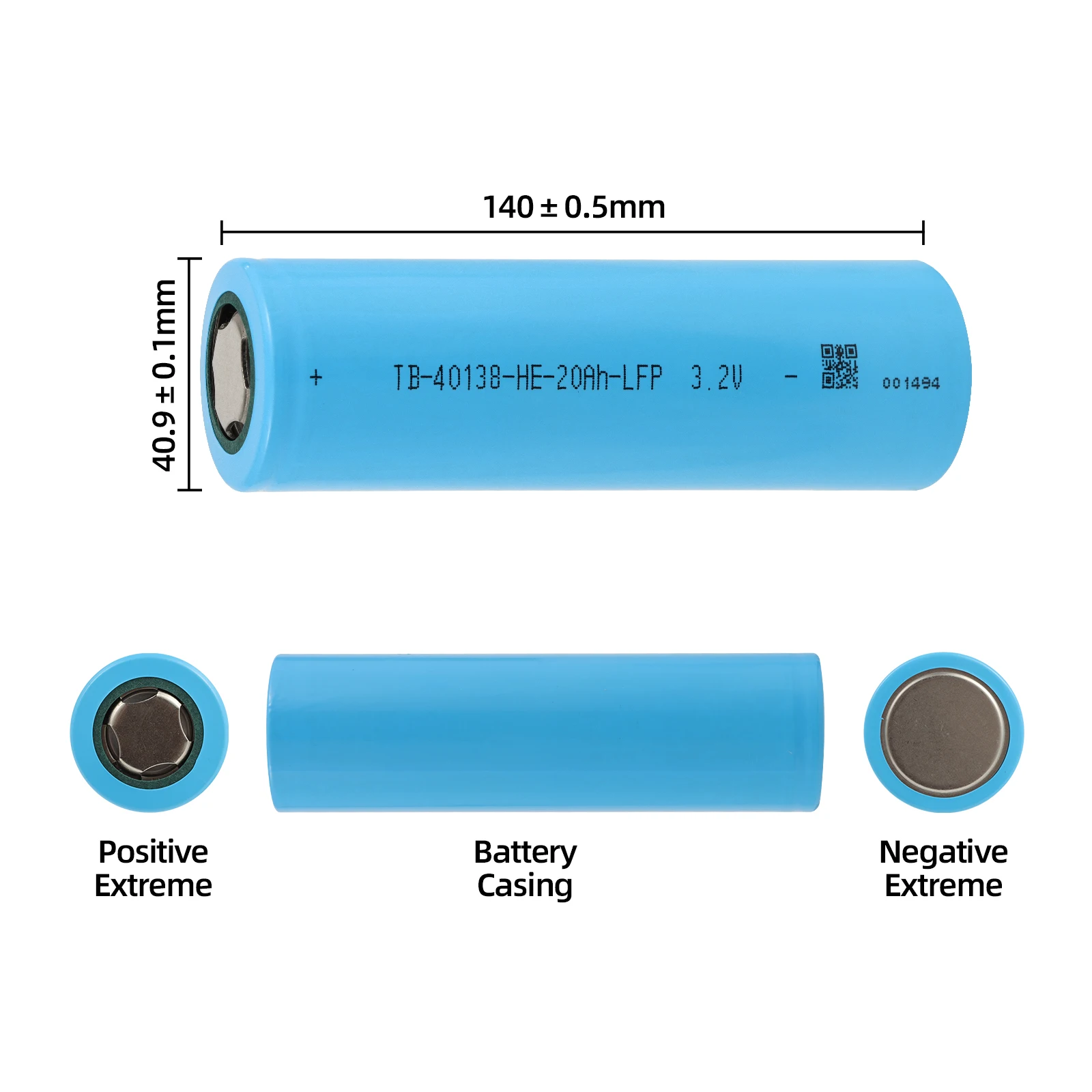 3.2V 20Ah LiFePO4 Battery Cell 20000mAh Lithium Iron Phosphate, Max.Continuous Discharge 60A,Flat Top 3.2V 20Ah 4PCS