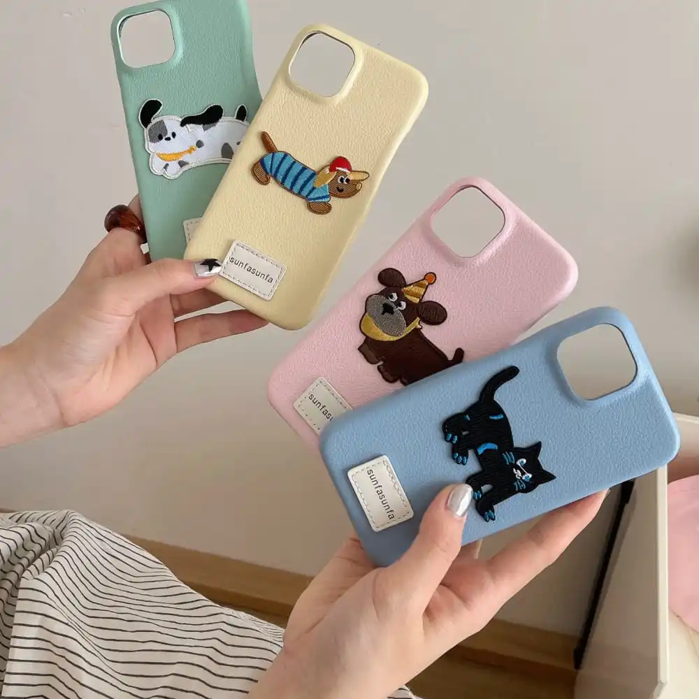 جراب هاتف جرو بتطريز كرتوني لـ iPhone ، غطاء واقي ضد السقوط ، ناعم وجميل ، لطيف ، تخفيضات كبيرة ، جميل ، 12 ، 13 ، 14 ، 15 Pro Max