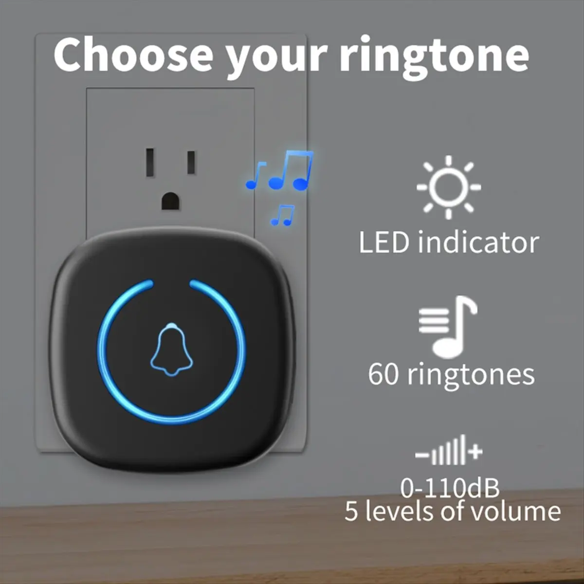 T35C Split Type Door and Window Sensor Door Magnet Sensor 60 Songs Protection Security Anti-Theft Volume Reminder EU Black