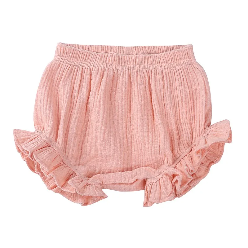 Newborn Infant Solid Ruffle Bloomers Pleated Cotton Muslin Baby Shorts Kids Casual PP Pants Summer Baby Girl Underwear 0-24M - view 5