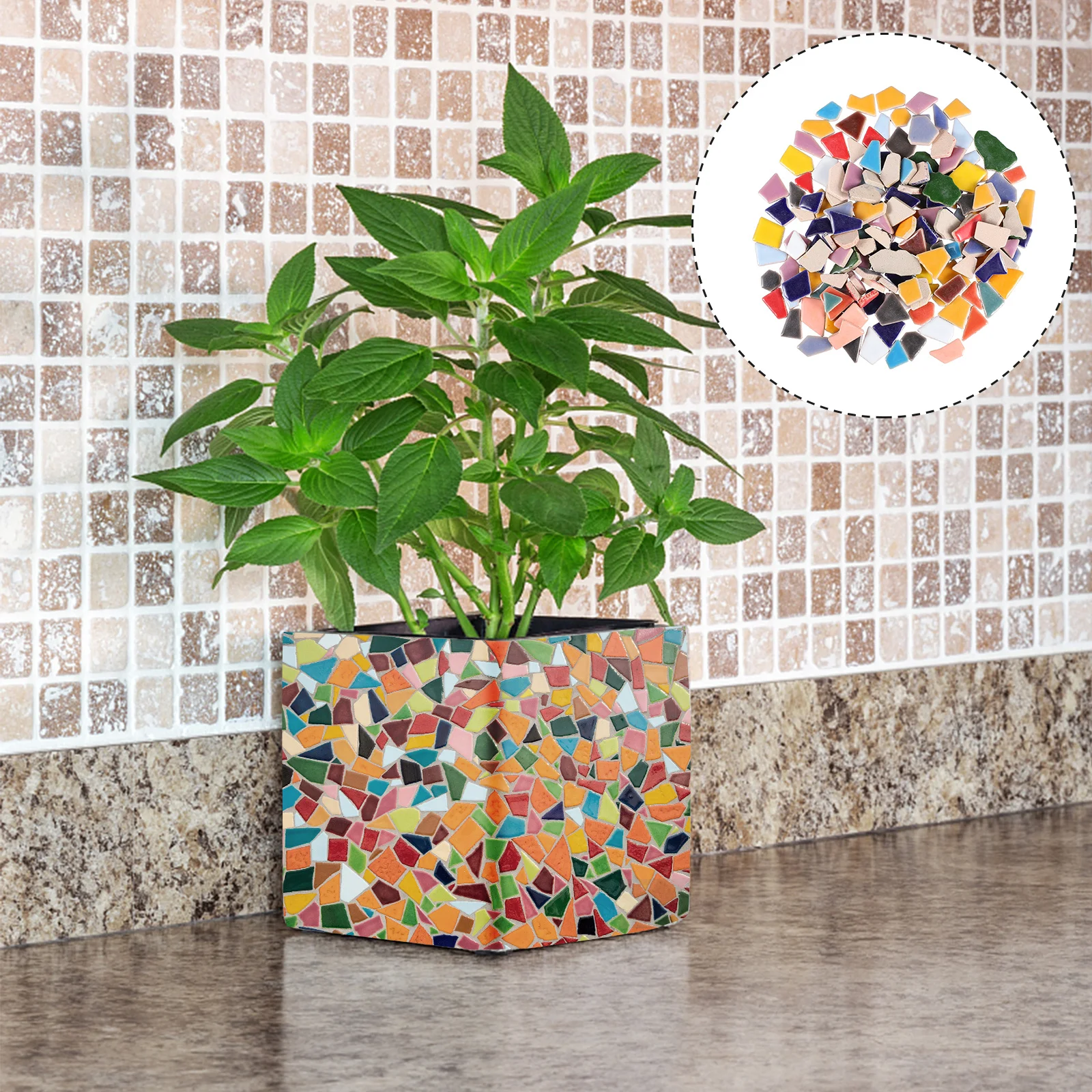 

200G Ceramic Mosaic Tiles DIY Stone Chips Colorful Glazed Pieces for Craft Projects Home Garden Art Decor Particulate Stone