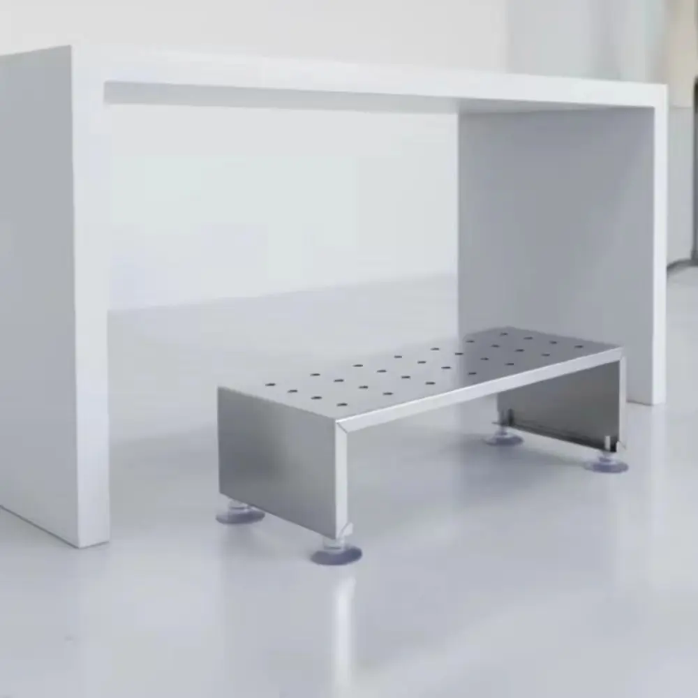 Metal Foot Stool Sewing Machine Footrest Suction Cup Feet Perforated Surface Footrest Platform Stainless Steel Sloped Platform