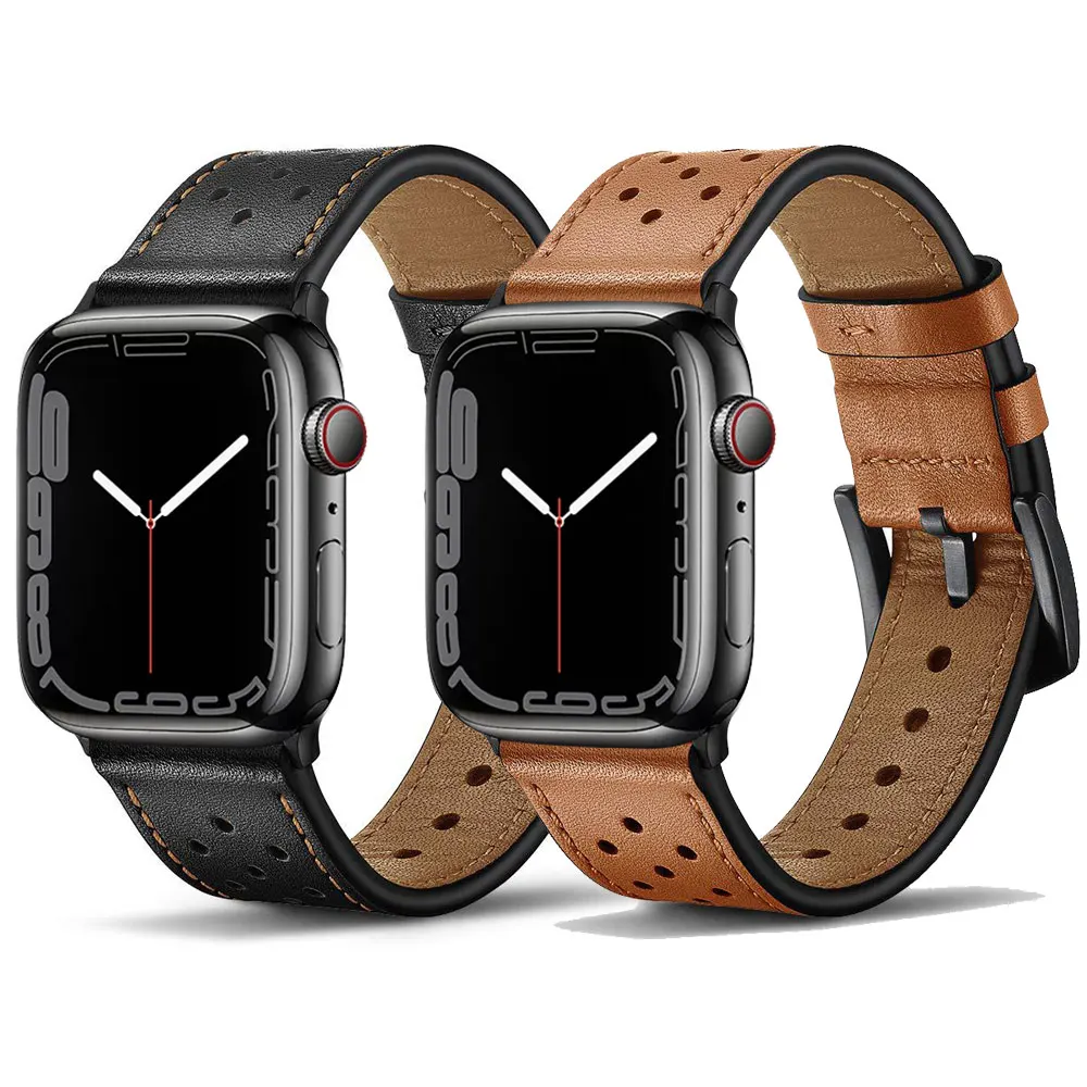 Leather loop strap For Apple watch Ultra band 49mm 44mm 40mm 42mm/38mm Air hole bracelet iWatch series 8 7 3 4 5 6 se 41mm/45mm