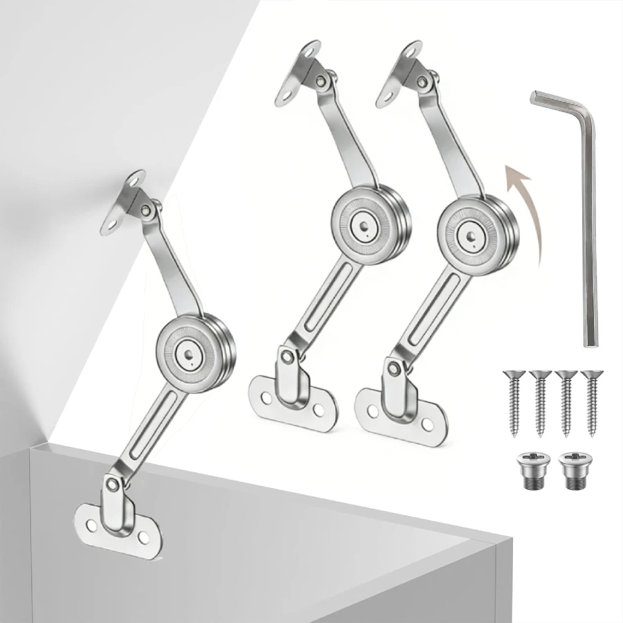 2 Set Wardrobe Cabinet Folding Support, Mechanical Stay Hinge, Knife-shaped Up-turning Arm, Freely Stop Adjustable Support for C