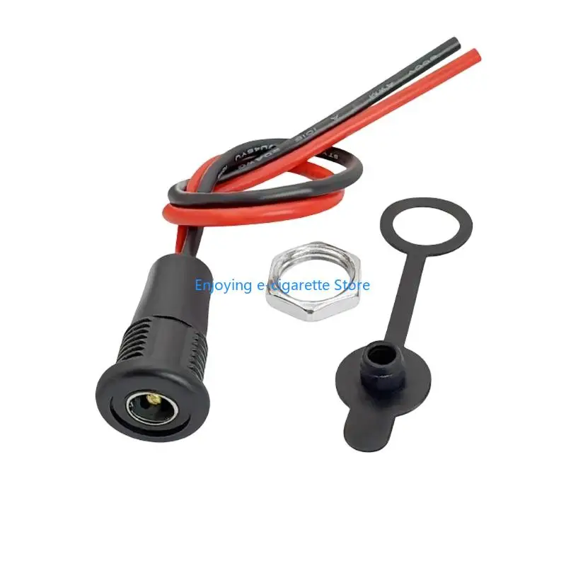 DC5521 5525 Power Entry Port Panel Mount with Tethered Cap and Cable Pair Y4QF