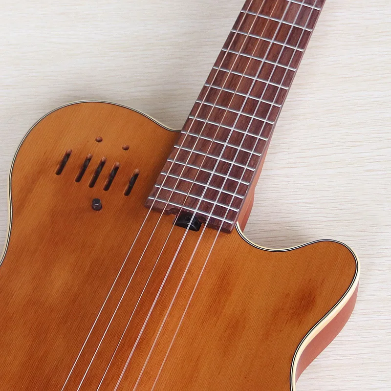 39inch Silent Classic Guitar 6 String Solid Spruce Top With Okoume Wood Back High Gloss Classic Silent Guitar With Pick Up