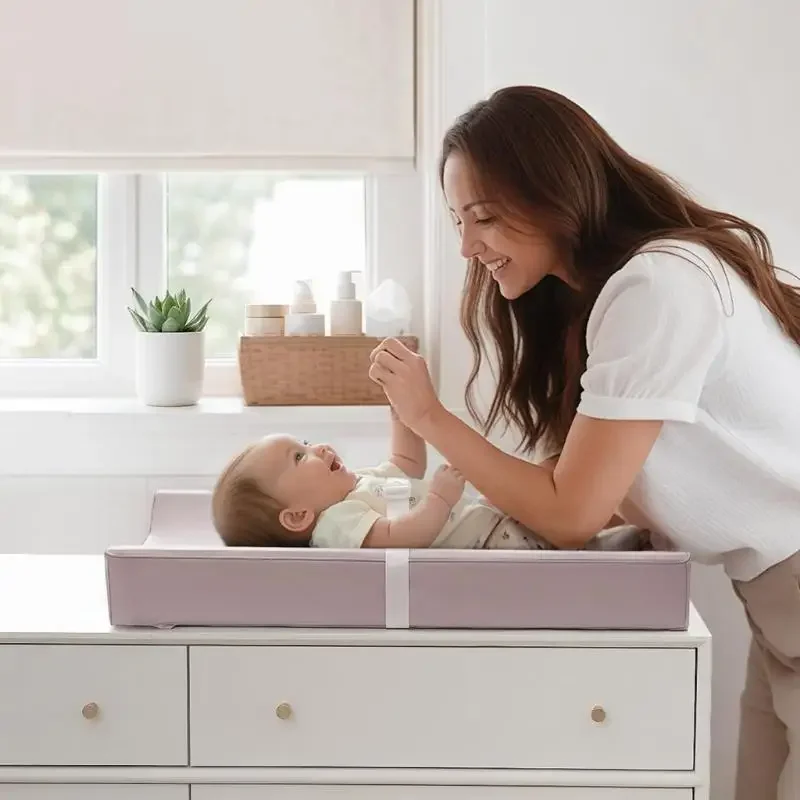 وسادة تغيير حفاضات الأطفال من جلد البولي يوريثان، مقاومة للماء وسهلة التنظيف، مغير الحفاضات لخزانة الملابس أو الطاولة 15UB #4