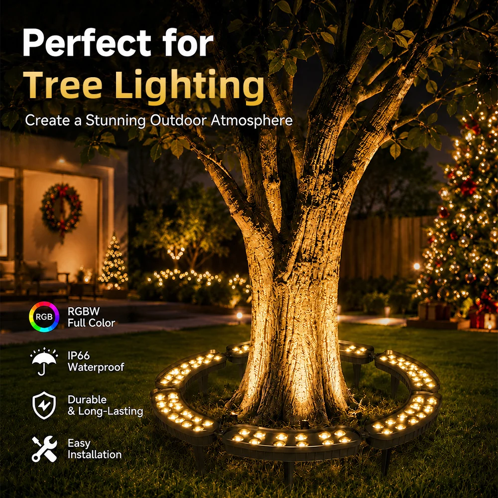 7Pcs Tree‑Hugging LED Outdoor Lawn Projection Light IP65 Waterproof Lamp with Seven Color Christmas Garden Park Decoration Light