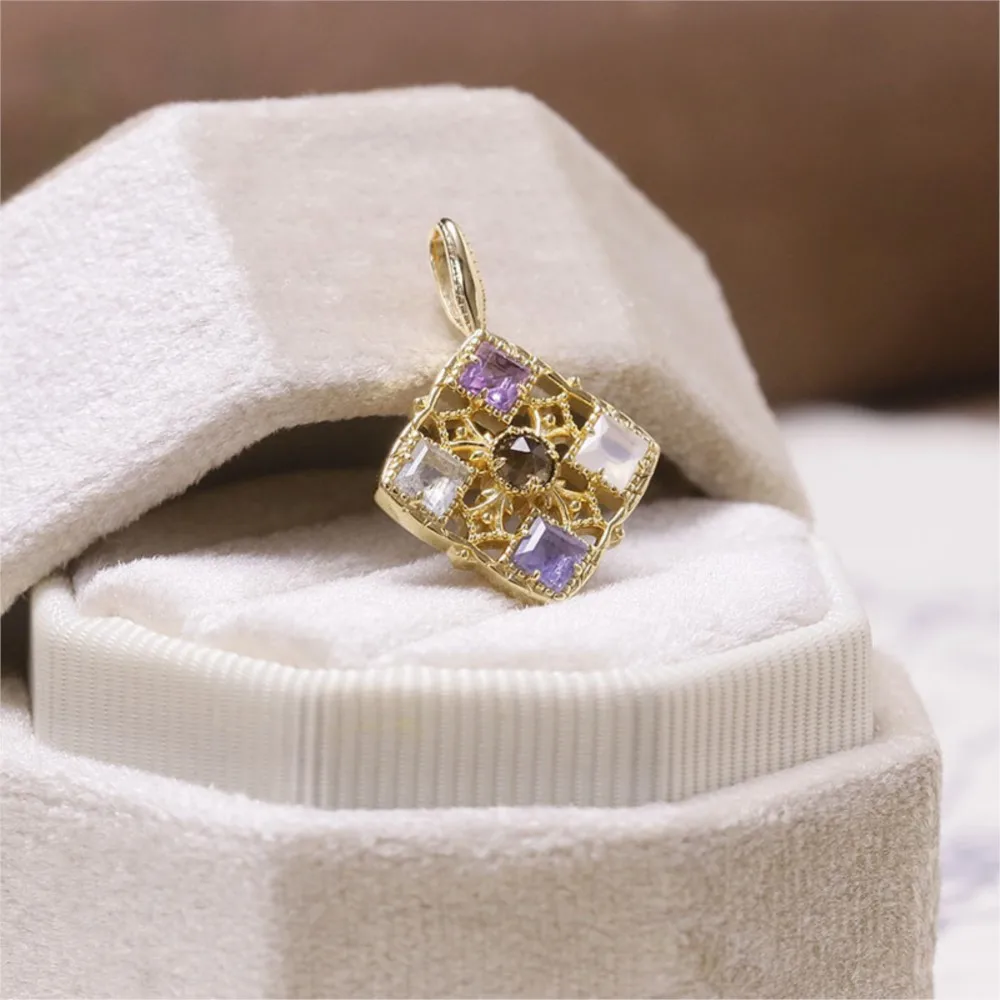 لامون الجمشت الطبيعي اللابرادوريت كورديونيت الأحجار الكريمة قلادة قلادة للنساء أنيقة S925 الفضة مطلية بالذهب غرامة مجوهرات #4