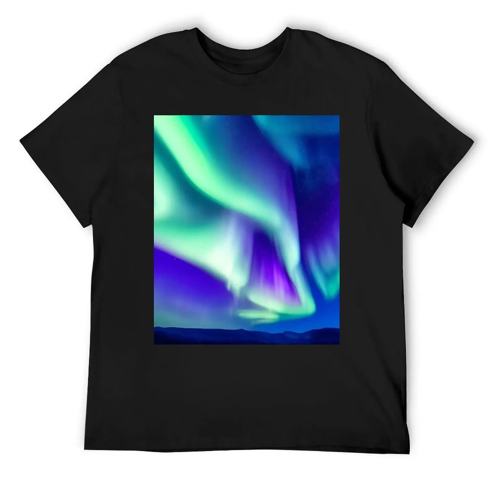 

Blue Aurora Borealis T-Shirt vintage graphic tee Blouse mens graphic t-shirts funny