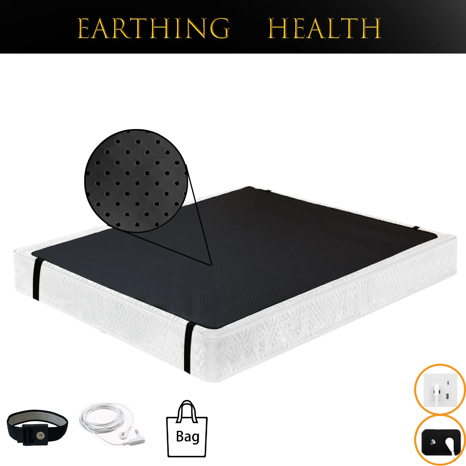 Earthing Bed Sheet Premium Ground Therapy Mats for Sleep Breathable Conductive Pad Antistatic Improve Health