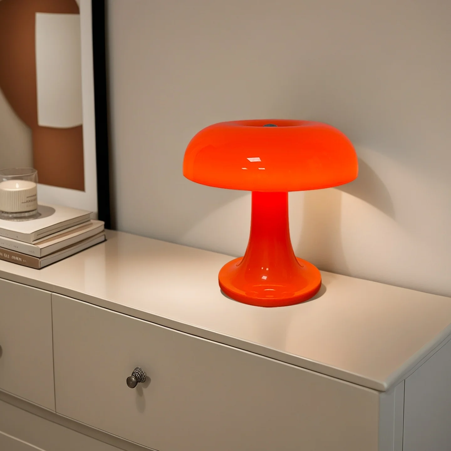 โคมไฟตั้งโต๊ะรูปเห็ด, ไฟ LED ปรับความสว่างได้ 3 สี ควบคุมด้วยระบบสัมผัส, โคมไฟข้างเตียงแบบชาร์จไฟไร้สาย ถนอมสายตา