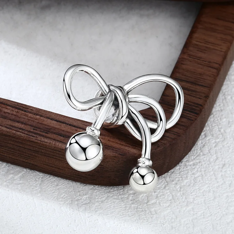 Thai Style 925 Sterling Silver Antique Bow Charm Pendant - Unique Vintage Gothic Jewelry for Women