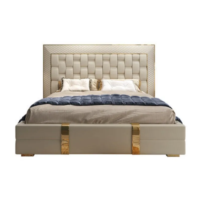 

Italian double leather art bed luxury villa 1.8 meters master bed