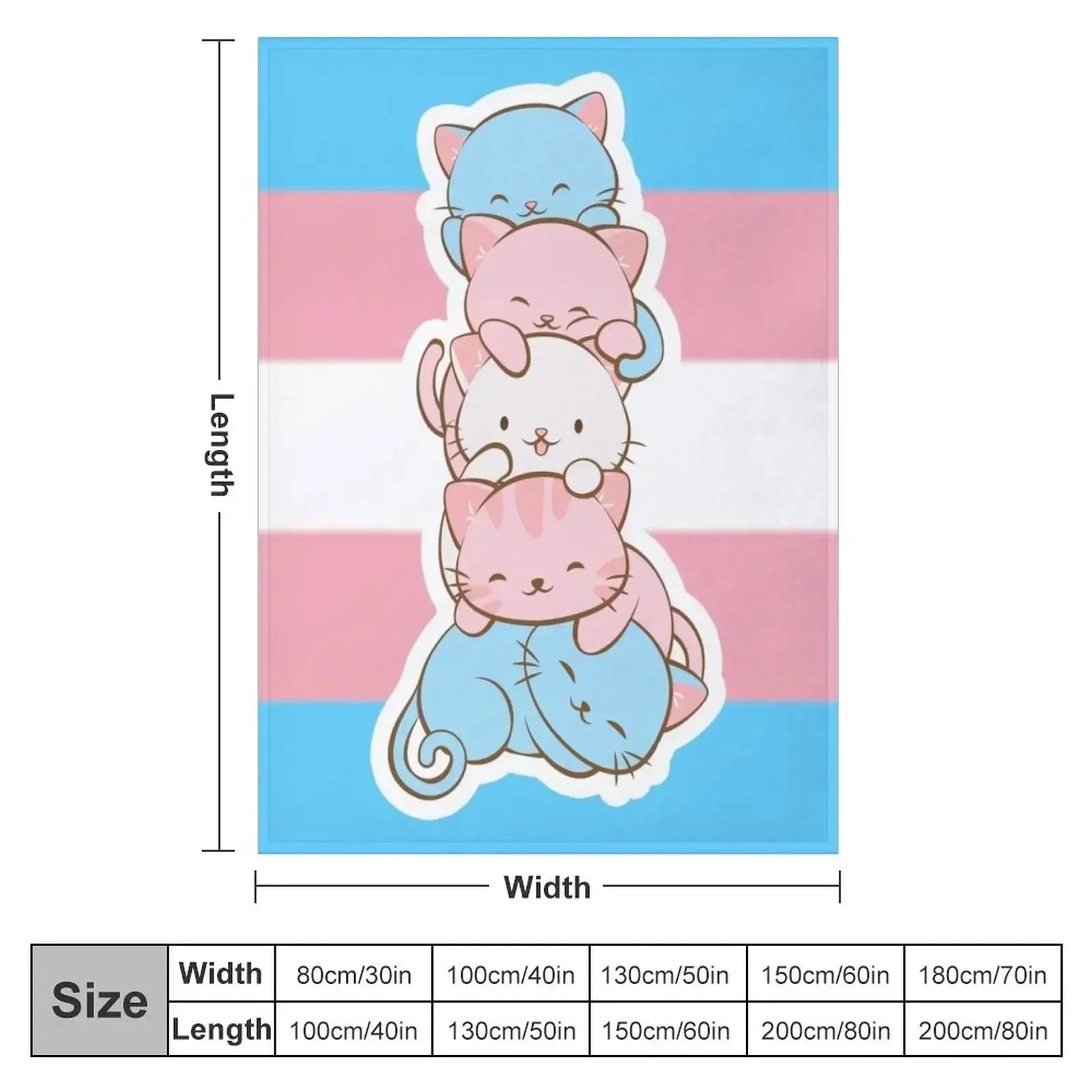 Transgender Pride Flag Cute Kawaii Cats Subtle LGBTQ Trans Pride Throw Blanket