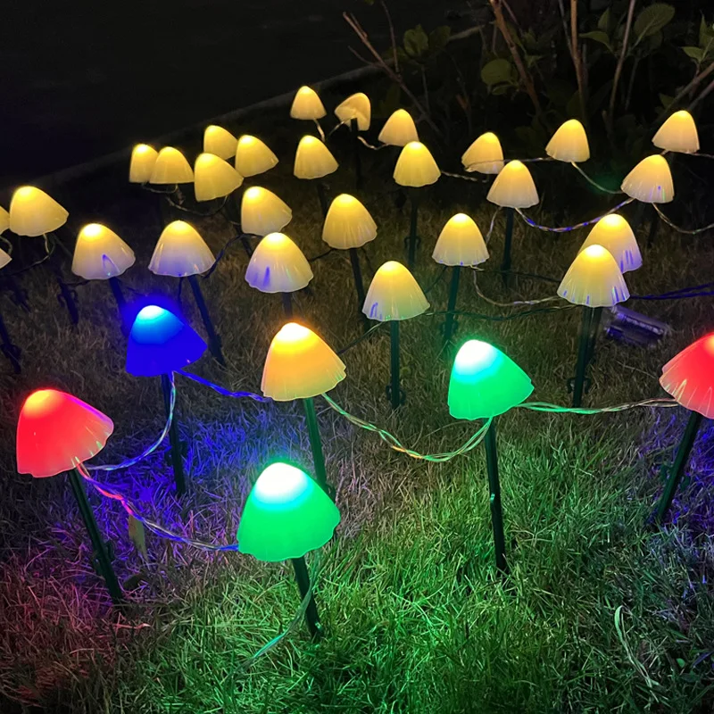 10-50 leds Solar LED Ground Insert Mushroom Light String Festival Outdoor Courtyard Waterproof Landscape Decor Garden Lawn Lamp
