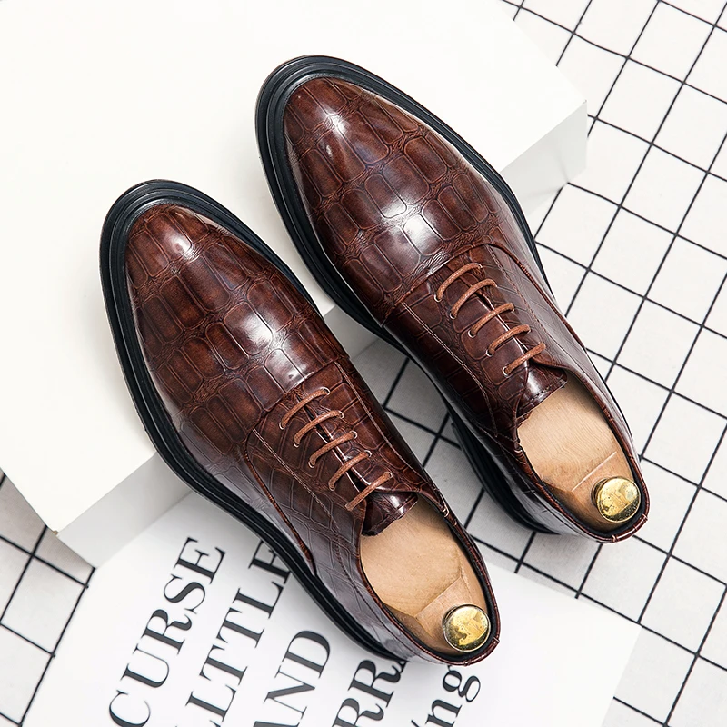 

Fashionable versatile youth men shoes summer high-end business formal wear height increasing stone pattern wedding shoes