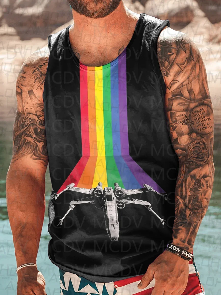 

Men's Tank Top Pride Rainbow Space Art Print Crew Neck Tank T-Shirt Muscle Tee 3D Printed Tank Tops Men Summer Tops