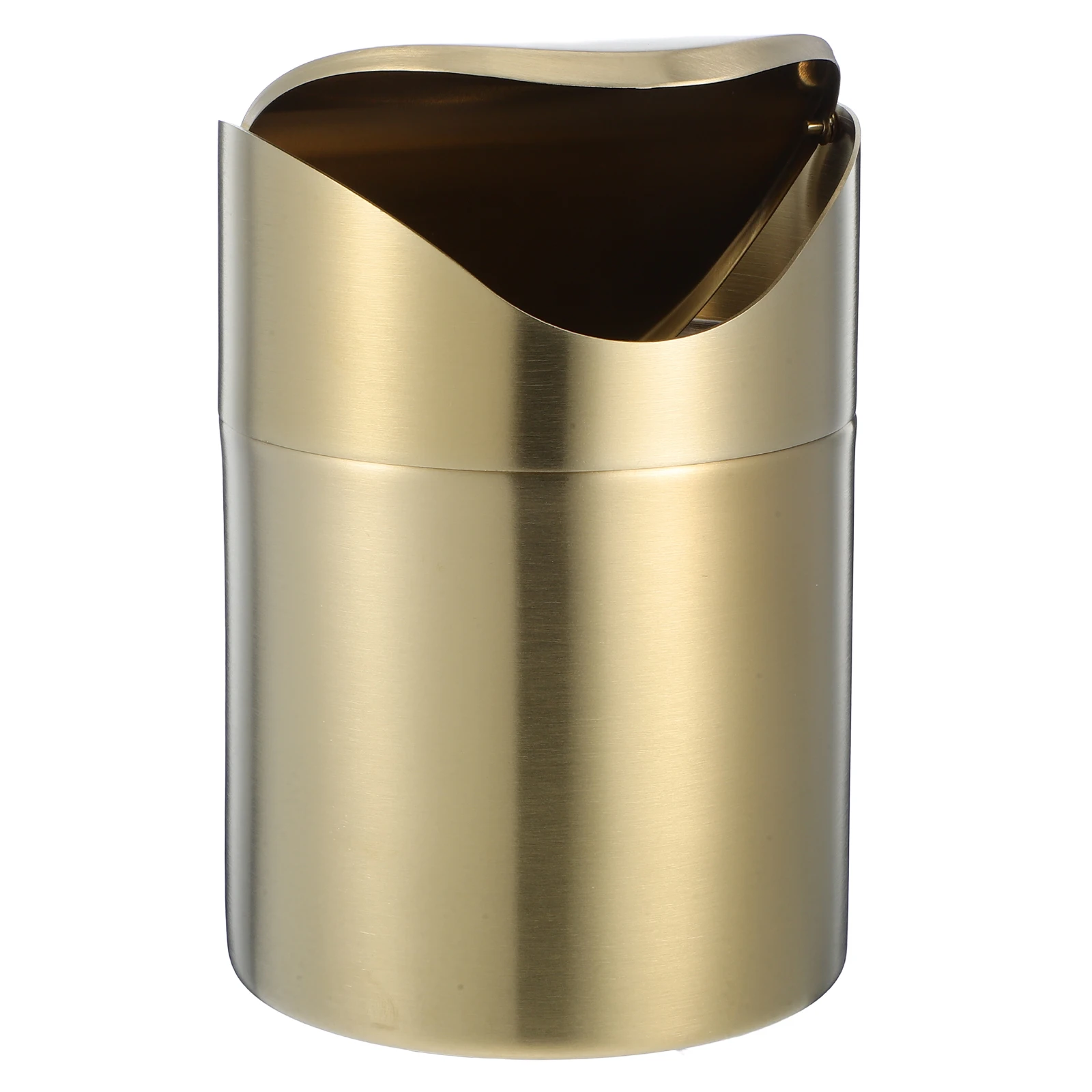 

1pcs Stainless Steel Trash Can Desk Garbage Bin Kitchen Waste Paper Basket Mini Container Home Office Car Interior Use