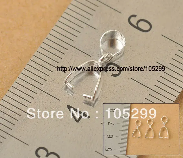 50X Size-S 3.5X13.5MM 925 Sterling Silver Jewelry Findings Bail Connector Bale Pinch Clasp 925 Silver Bail Pendant