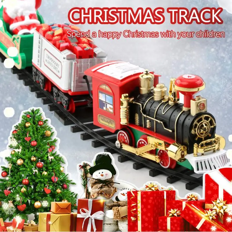 

Electric Christmas Train Toys Railway Cars Racing Tracks With Music Santa Claus Christmas Tree Decoration Train Model Toys Gifts