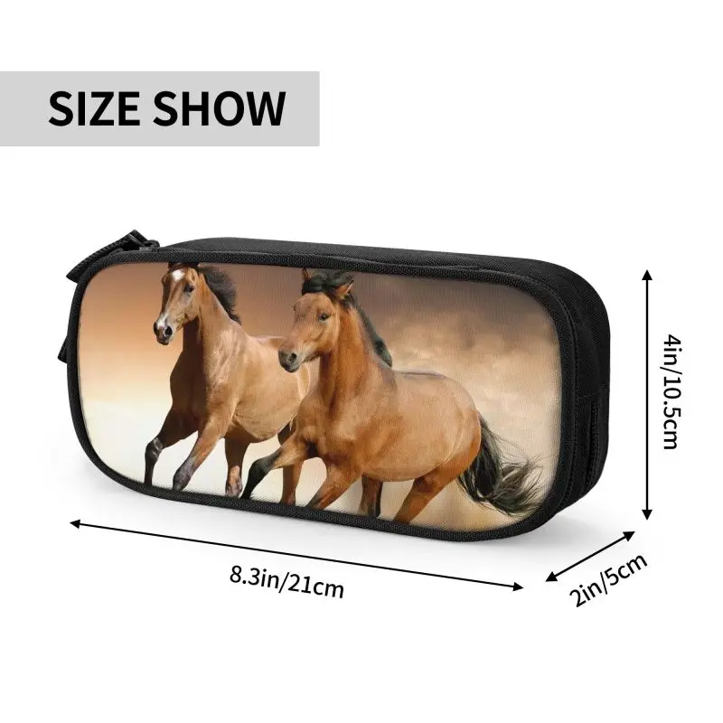 Cute Running Horse Pencil Case for Boy Girl Big Capacity Animal Pencil Pouch Stationery