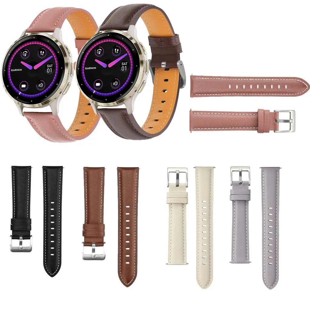 

18mm Genuine Leather Strap For Garmin Venu 3s Venu 2s 40mm/ Forerunner 255S 265S/vivomove 3s/move3S/Vivoactive 4s/Active S Band