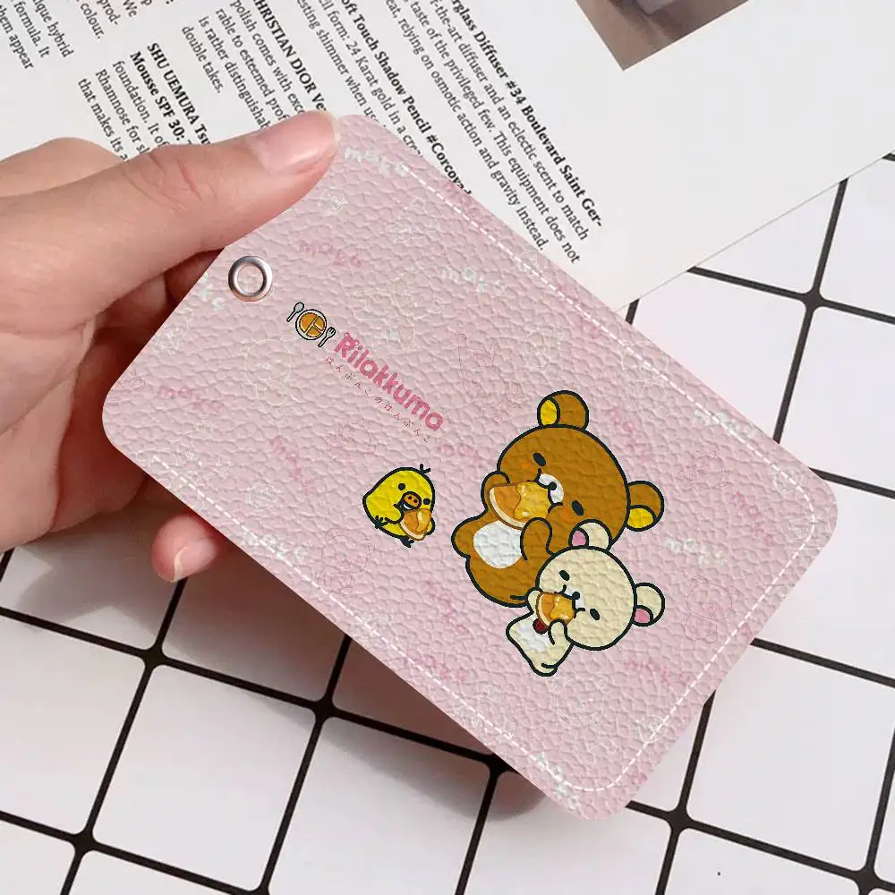 R-Rilakkuma Style PU Access Card Holder With Keychain - Executive Protection For Bank Card,Subway, Bus Card Case