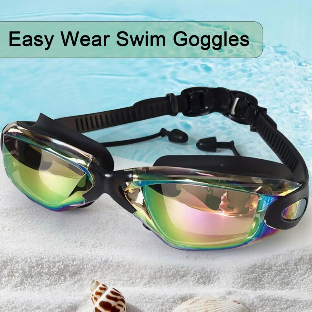 Adults Swim Goggles with Earplug No Leakage Anti-Fog UV Protection Clear Lens Silicone Goggles Diving Snorkeling Equipment