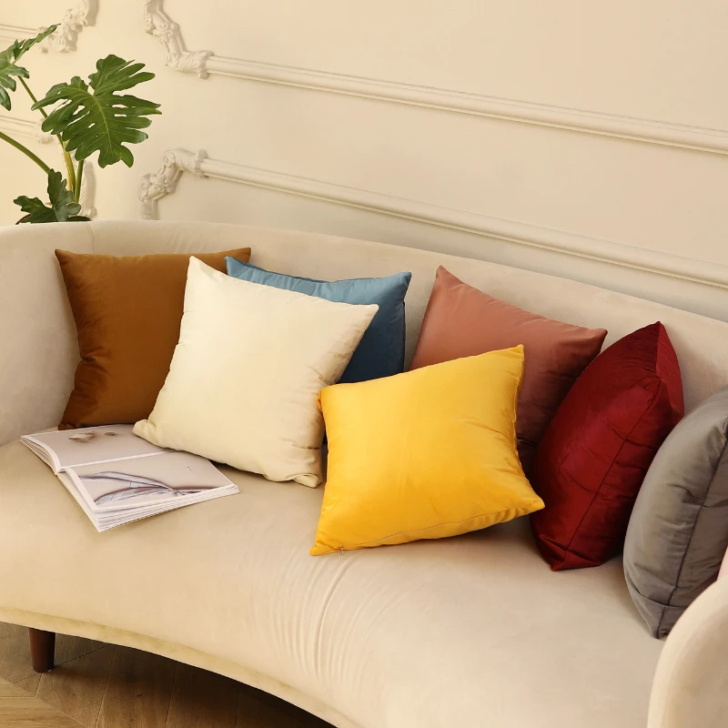 

Super Soft Fashion Velvet Solid Color Living Room Sofa Decoration Modern Sofa Throw Pillow Cover Skin-friendly Cozy Pillowcase