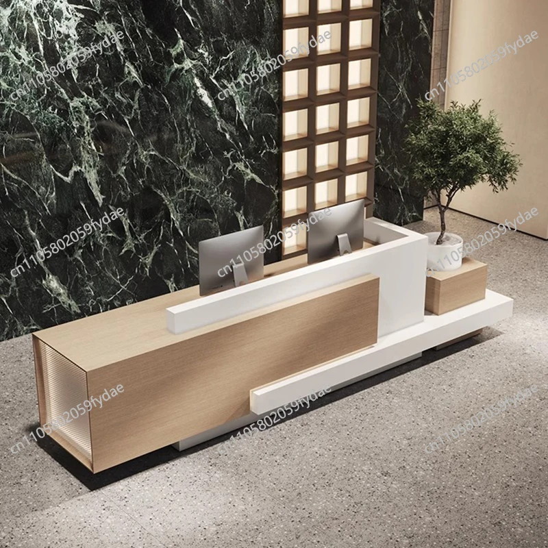 Wood Light Luxury Reception Desks Reception Modern Design Counter Reception Desks Luxury Service Escrivaninha Office Furniture